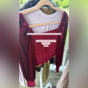 Gianni Bini Burgundy Velvet Top